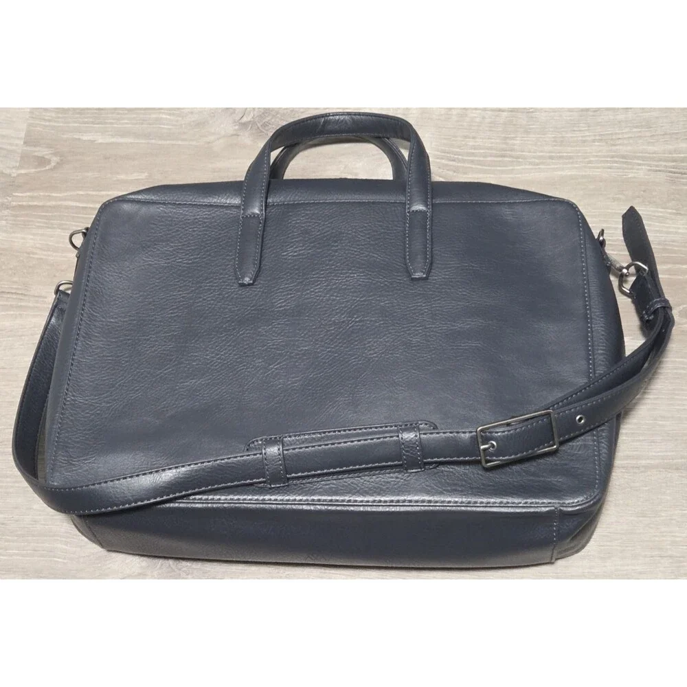 Matt & Nat Tia Satchel Laptop Bag Dark Blue Vegan Leather Briefcase Crossbody